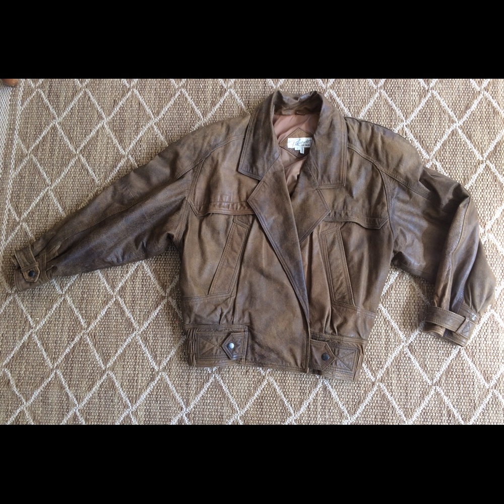 Vintage Brown Leather Bomber